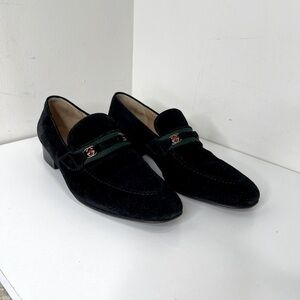 GUCCI GG Horsebit Web loafers black suede preppy  LOGO VTG designer school